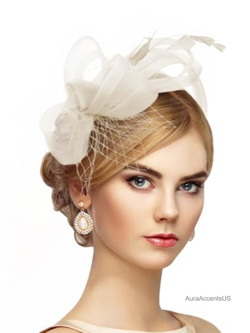 Vintage Feather Derby Fascinator Headband 1920s Tea Party Hat